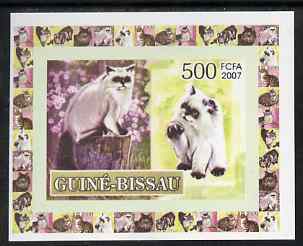 Guinea - Bissau 2007 Domestic cats 500f individual imperf deluxe sheet #2 unmounted mint. Note this item is privately produced and is offered purely on its thematic appeal