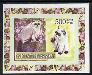 Guinea - Bissau 2007 Domestic cats 500f individual imperf deluxe sheet #2 unmounted mint. Note this item is privately produced and is offered purely on its thematic appeal