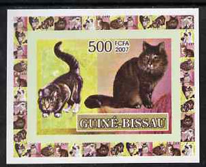 Guinea - Bissau 2007 Domestic cats 500f individual imperf deluxe sheet #4 unmounted mint. Note this item is privately produced and is offered purely on its thematic appeal