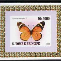 St Thomas & Prince Islands 2008 Butterflies individual imperf deluxe sheet #1 unmounted mint. Note this item is privately produced and is offered purely on its thematic appeal