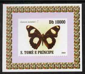 St Thomas & Prince Islands 2008 Butterflies individual imperf deluxe sheet #3 unmounted mint. Note this item is privately produced and is offered purely on its thematic appeal