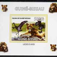 Guinea - Bissau 2008 Fauna individual imperf deluxe sheet #01 showing Lion & Crane, unmounted mint