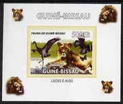Guinea - Bissau 2008 Fauna individual imperf deluxe sheet #01 showing Lion & Crane, unmounted mint