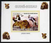 Guinea - Bissau 2008 Fauna individual imperf deluxe sheet #03 showing Lion & Crowned Crane, unmounted mint