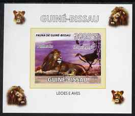 Guinea - Bissau 2008 Fauna individual imperf deluxe sheet #04 showing Lion & African Crake, unmounted mint