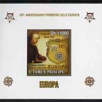 St Thomas & Prince Islands 2006 50th Anniversary of First Europa Stamp individual imperf deluxe sheet #03 showing Mozart & Logos, unmounted mint. Note this item is privately produced and is offered purely on its thematic appeal