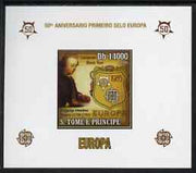 St Thomas & Prince Islands 2006 50th Anniversary of First Europa Stamp individual imperf deluxe sheet #03 showing Mozart & Logos, unmounted mint. Note this item is privately produced and is offered purely on its thematic appeal