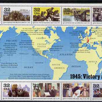 United States 1995 US Participation in WW2 - 5th issue - 1945 Victory at Last perf sheetlet containing 10 values plus large label unmounted mint, SG 3111a