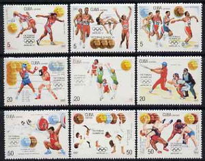 Cuba 1992 Cuban Olympic Gold Medal Winners at Barcelona complete set of 9 unmounted mint, SG 3760-8