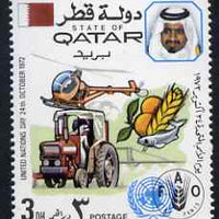 Qatar 1972 Tractor, Produce & Helicopter (FAO) 3d unmounted mint SG 437