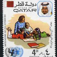 Qatar 1972 Children with Books (UNICEF) 4d unmounted mint SG 438