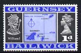 Guernsey 1969-70 1d Map and William I unmounted mint SG 14