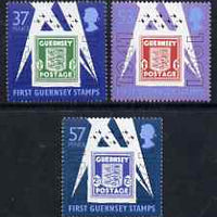 Guernsey 1991 50th Anniversary of first Guernsey Stamps perf set of 3 unmounted miint SG 517-9