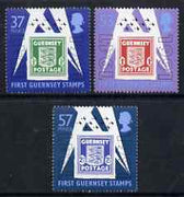 Guernsey 1991 50th Anniversary of first Guernsey Stamps perf set of 3 unmounted miint SG 517-9