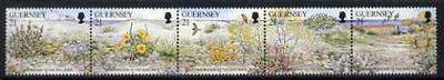 Guernsey 1991 Nature Conservation se-tenant strip of 5 flowers unmounted mint, SG 535a