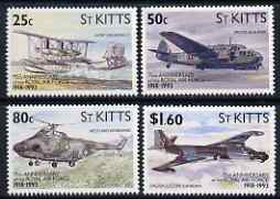 St Kitts 1993 Aircraft 75th Anniversary of Royal Air Force set of 4 unmounted mint, SG 369-72