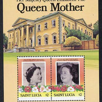 St Lucia 1985 Life & Times of HM Queen Mother (Broadlands House) m/sheet (SG MS 840) unmounted mint