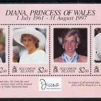 Solomon Islands 1998 Diana, Princess of Wales commemoration miniature sheet of 4 values unmounted mint, SG MS908