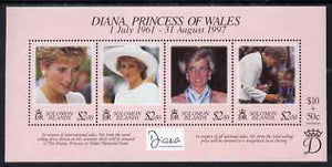 Solomon Islands 1998 Diana, Princess of Wales commemoration miniature sheet of 4 values unmounted mint, SG MS908