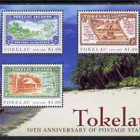 Tokelau 1998 50th Anniversary of Tokelau Postage Stamps m/sheet of 3 values unmounted mint, SG MS277