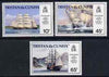 Tristan da Cunha 1992 Cent of Wreck of Barque Italia perf set of 3 unmounted mint, SG 535-37