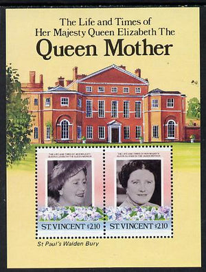 St Vincent 1985 Life & Times of HM Queen Mother (St Paul's Walden Bury) m/sheet unmounted mint (SG MS 918)