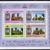 Tuvalu 1978 25th Anniversary of Coronation m/sheet of 4 values (Canterbury, Salisbury, Wells and Hereford Cathedrals) unmounted mint, SG MS93