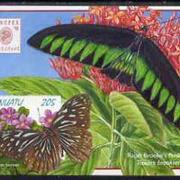 Vanuatu 1999 Butterflies self-adhesive m/sheet (Tirumala hamata, Troides brookiana (Ralph Brooke's Birdwing)) with Singpex 98 insignia as MS 783