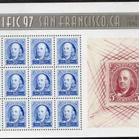 United States 1997 'Pacific 97' International Stamp Exhibition (2nd issue) - 150th Anniversary of first US Postage Stamps m/sheet of 12 x 50c (Franklin) unmounted mint, SG MS 3302a
