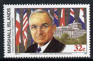 Marshall Islands 1995 History of WW2 (#96) Signing of the United Nations Charter 32c (Harry S Truman & Venterans' Memorial Hall, San Franscisco) unmounted mint, SG 588