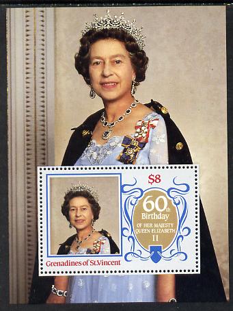 St Vincent - Grenadines 1986 Queen's 60th Birthday m/sheet unmounted mint SG MS 463