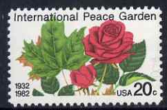 United States 1982 50th Anniversary of International Peace Garden (on USA-Canada border) - Maple Leaf & Rose 20c unmounted mint, SG 1991