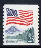 United States 1988 25c Coil Stamp - Flag over Half Dome, Yosemite National Park unmounted mint, SG2352