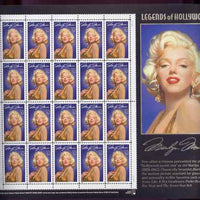 United States 1995 Legends of Hollywood 32c Marilyn Monroe in sheet of 20 with enlarged right-hand margin, unmounted mint SG 3046