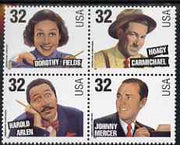 United States 1996 Songwriters se-tenant block or strip of 4 (Harold Arlen, Johnny Mercer, Dorothy Fields, Hoagy Carmichael) unmounted mint, SG 3238a