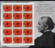 United States 1996 Tenth Death Anniversary of Georgia O'Keeffe (painter) 32c Red Poppy in complete sheet of 15 with enlarged right-hand margin, unmounted mint SG 3204