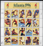 United States 1996 Olympic Games, Atlanta set of 20 in complete sheet with label, unmounted mint, SG 3203a