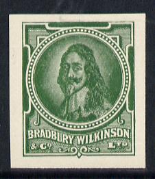 Cinderella - Great Britain Bradbury Wilkinson King Charles I imperf essay stamp in green on ungummed paper