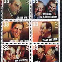 United States 1999 Broadway Songwriters set of six unmounted mint, SG 3672a