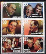 United States 1999 Broadway Songwriters set of six unmounted mint, SG 3672a