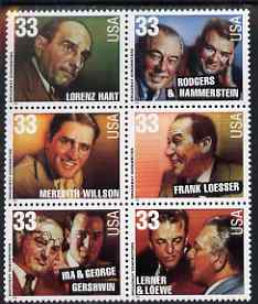 United States 1999 Broadway Songwriters set of six unmounted mint, SG 3672a