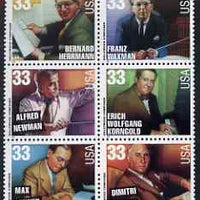 United States 1999 Hollywood Composers se-tenant block of six unmounted mint, SG 3651a
