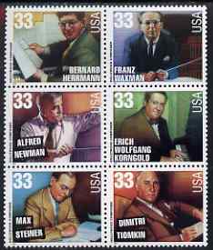 United States 1999 Hollywood Composers se-tenant block of six unmounted mint, SG 3651a