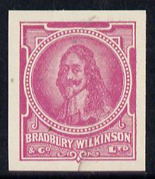 Cinderella - Great Britain Bradbury Wilkinson King Charles I imperf essay stamp in mauve on ungummed paper