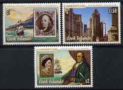 Cook Islands 1986 Ameripex 86 Stamp Exhibition perf set of 3 unmounted mint, SG 1069-71