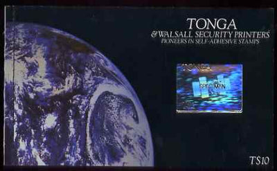 Tonga 1994 25th Anniversary of Self-Adhesive stamps T$10 booklet complete with each stamp overprinted SPECIMEN, as SG SB4.,Special publicity booklet produced in very limited numbers by Walsall Security Printers.