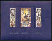 Malta 1980 Flemish Tapestries #4 - Grandmaster Perelles with Saints Jude & Simon perf m/sheet unmounted mint SG MS 640