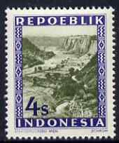 Indonesia 1948-49 perforated 4s produced by the Revolutionary Government (inscribed Repoeblik) showing Scenic View, prepared for postal use but not issued, unmounted mint
