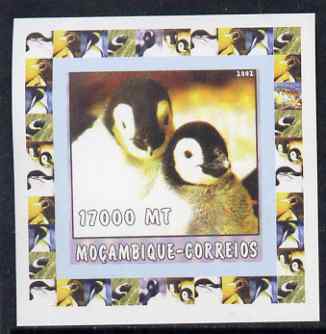 Mozambique 2002 Penguins #1 individual imperf deluxe sheet unmounted mint. Note this item is privately produced and is offered purely on its thematic appeal