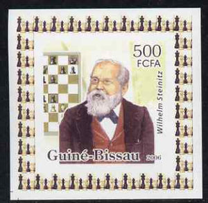 Guinea - Bissau 2006 World Chess Masters #1 - Wilhelm Steinitz individual imperf deluxe sheet unmounted mint. Note this item is privately produced and is offered purely on its thematic appeal